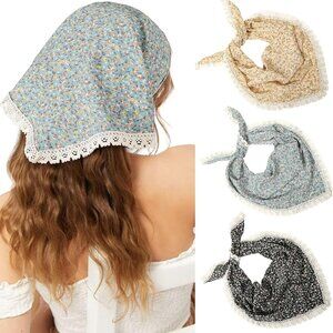 3Pcs Floral Chiffon Hair Scarf Headbands Vintage Boho Women Girls Festival